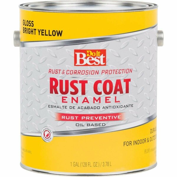 All-Source Rust Coat Oil-Based Gloss Enamel, Bright Yellow, 1 Gal. 203701D